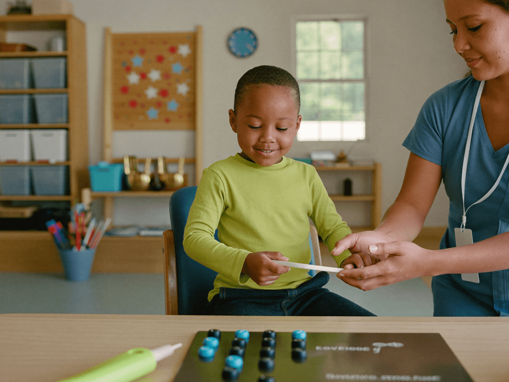 A calm ABA therapy room prepared for child-centered learning