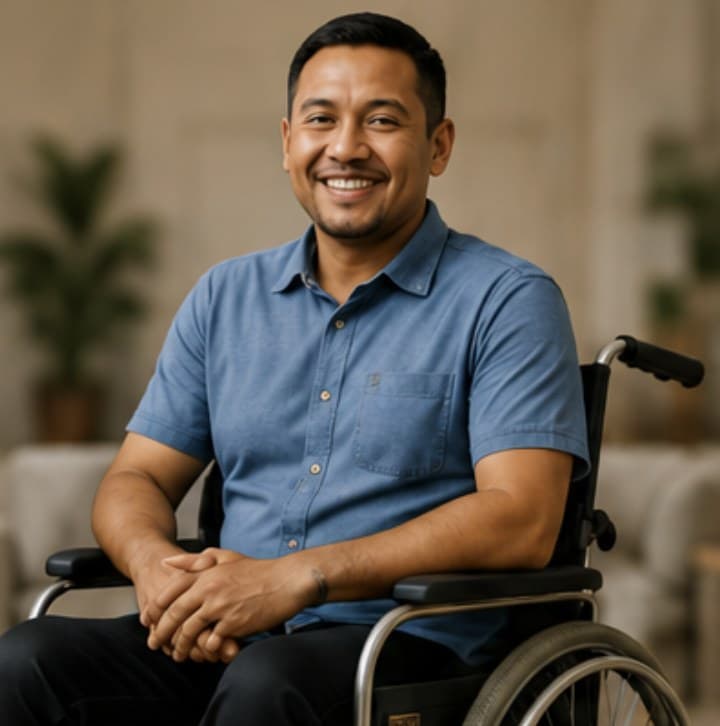 An adult participating in community support programming