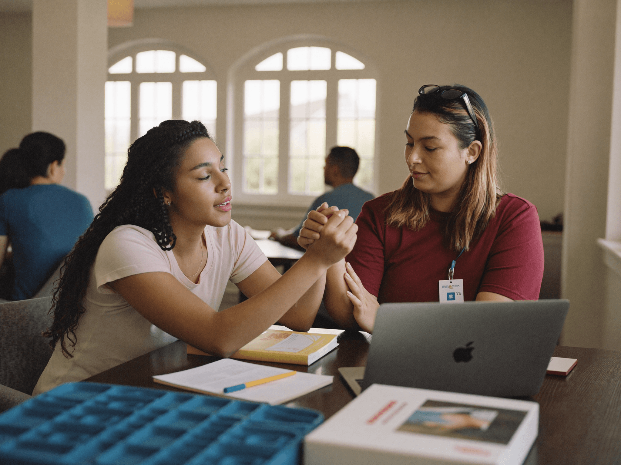 A teen in a supportive counseling conversation