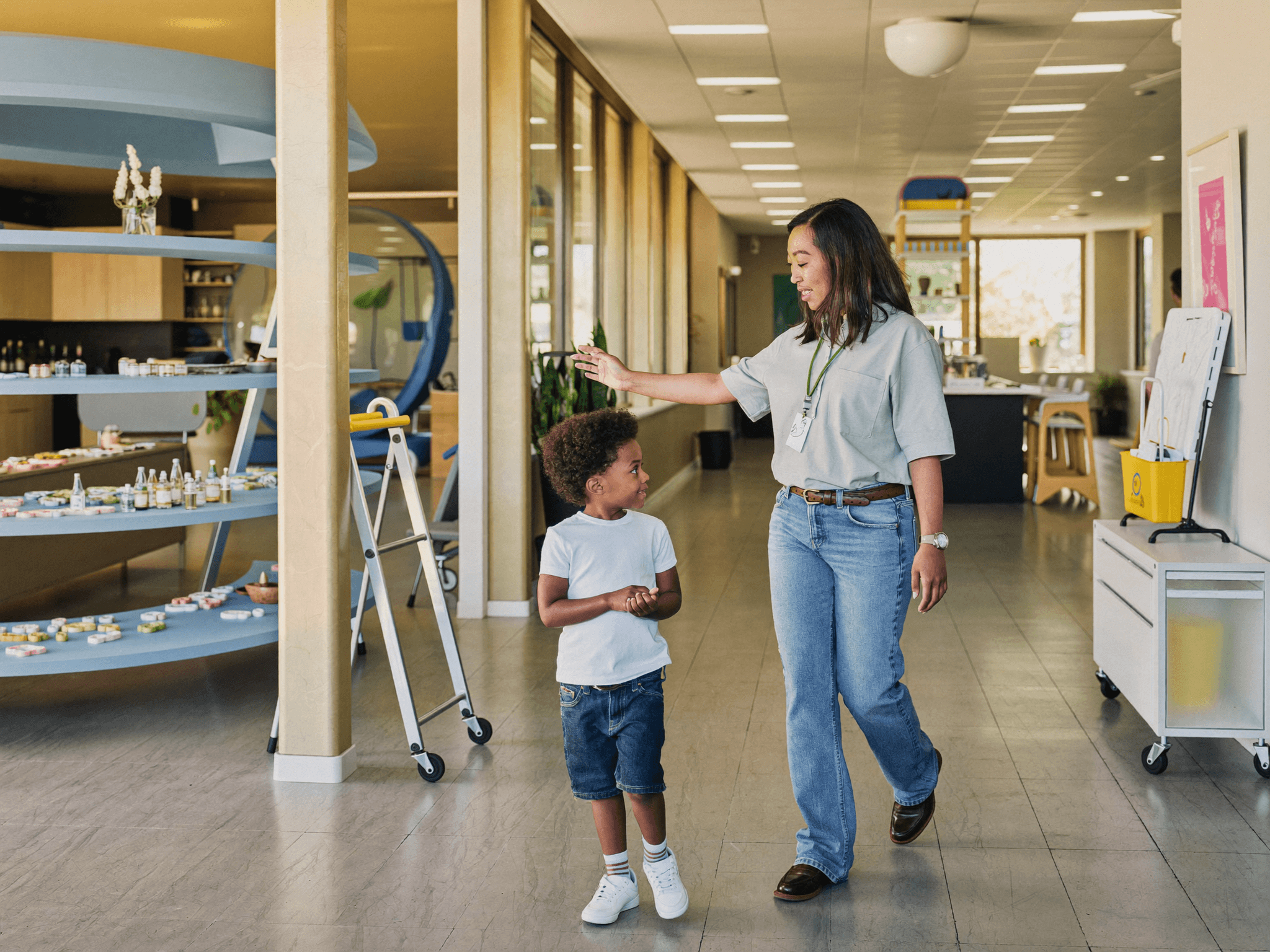 Youth walking through an ASun Star program hallway